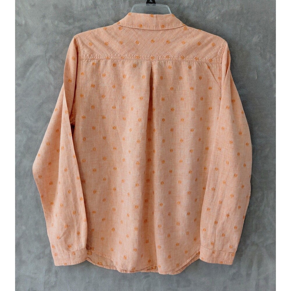 Carbon2Cobalt Linen Blend Button Up Shirt Women's Medium Peach Geometric Print - Picture 3 of 6